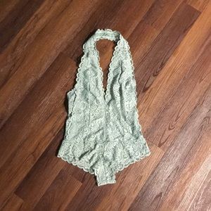 Blue lace bodysuit